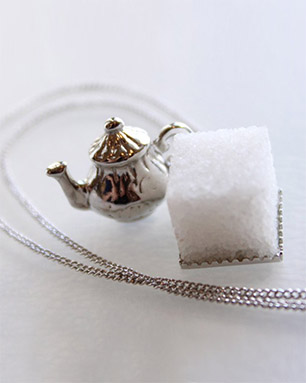 Cube sugar & teapot Necklace